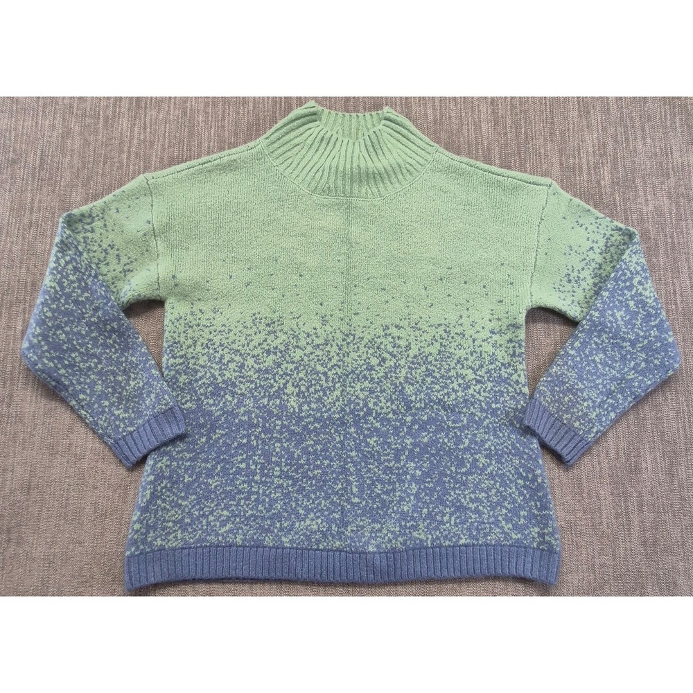 NWT Christopher & Banks gradient ombre knit‎ sweater XL mock neck green blue